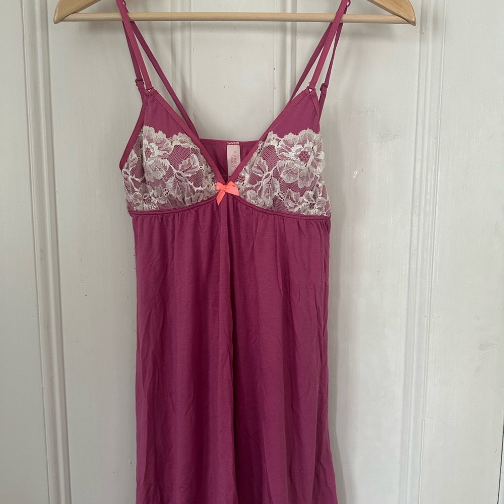 Victoria's Secret Pink and White Lace Pajama Set